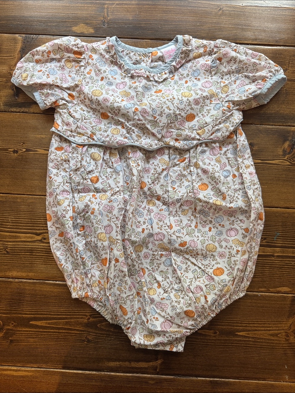 Stitchy Fish 3T Floral Pumpkin Print Bubble - Pink/Orange